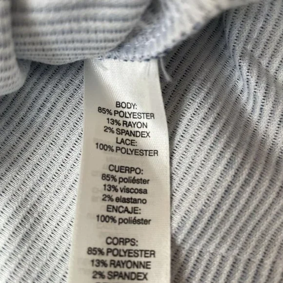 Chico's Shirt Womens 0 (Small) Blue White Striped Lace Bell Sleeves Hem Casual - Picture 5 of 8